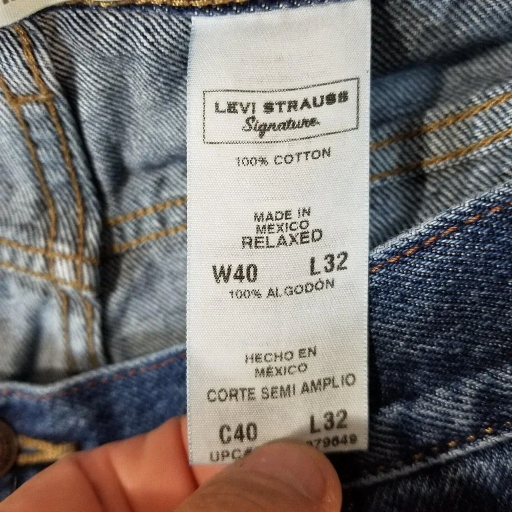 Levi's Signature Series jeans men's 40 x 32 relaxed straight blue denim pants‎